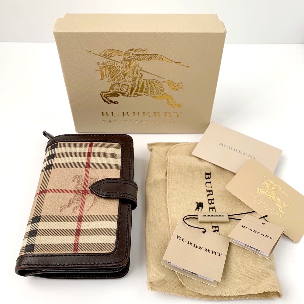Authentic Burberry Leather Wallet with Dust Bag and Box